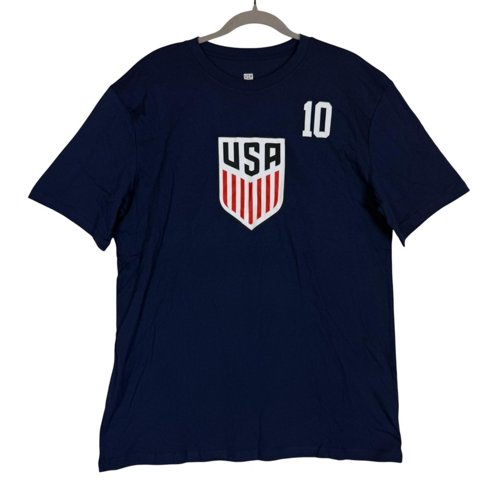 United States Shirt Mens Large Blue Soccer U.S. Soccer Pulisic 10 Tee Top